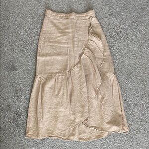 Madewell Cream Midi Wrap Skirt with Asymmetrical Ruffles